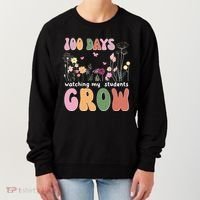 100 Days Watching My Students Grow Floral Women's Sweatshirt thumb 0
