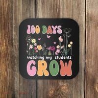 100 Days Watching My Students Grow Floral Coaster thumb 0