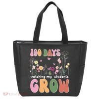 100 Days Watching My Students Grow Floral Tote Bag thumb 0