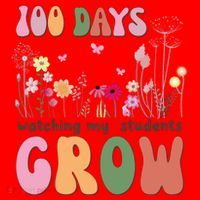 100 Days Watching My Students Grow Floral Santa Hat thumb 1