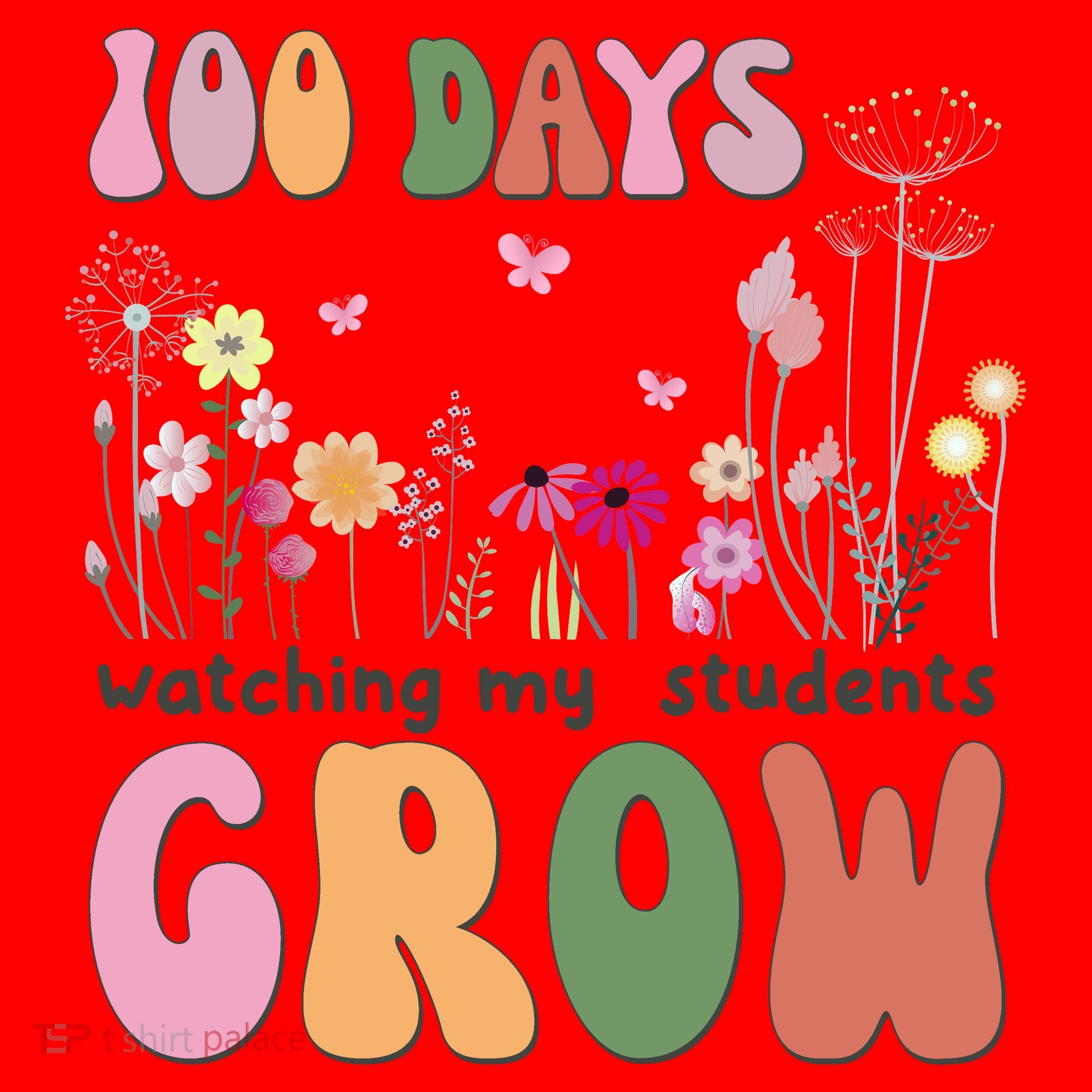 100 Days Watching My Students Grow Floral Santa Hat