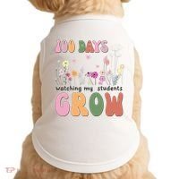 100 Days Watching My Students Grow Floral Doggie Tank thumb 0