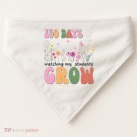 100 Days Watching My Students Grow Floral USA-Made Doggie Bandana thumb 0