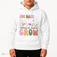 100 Days Watching My Students Grow Floral Hoodie thumb 2
