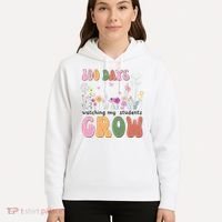100 Days Watching My Students Grow Floral Hoodie thumb 5