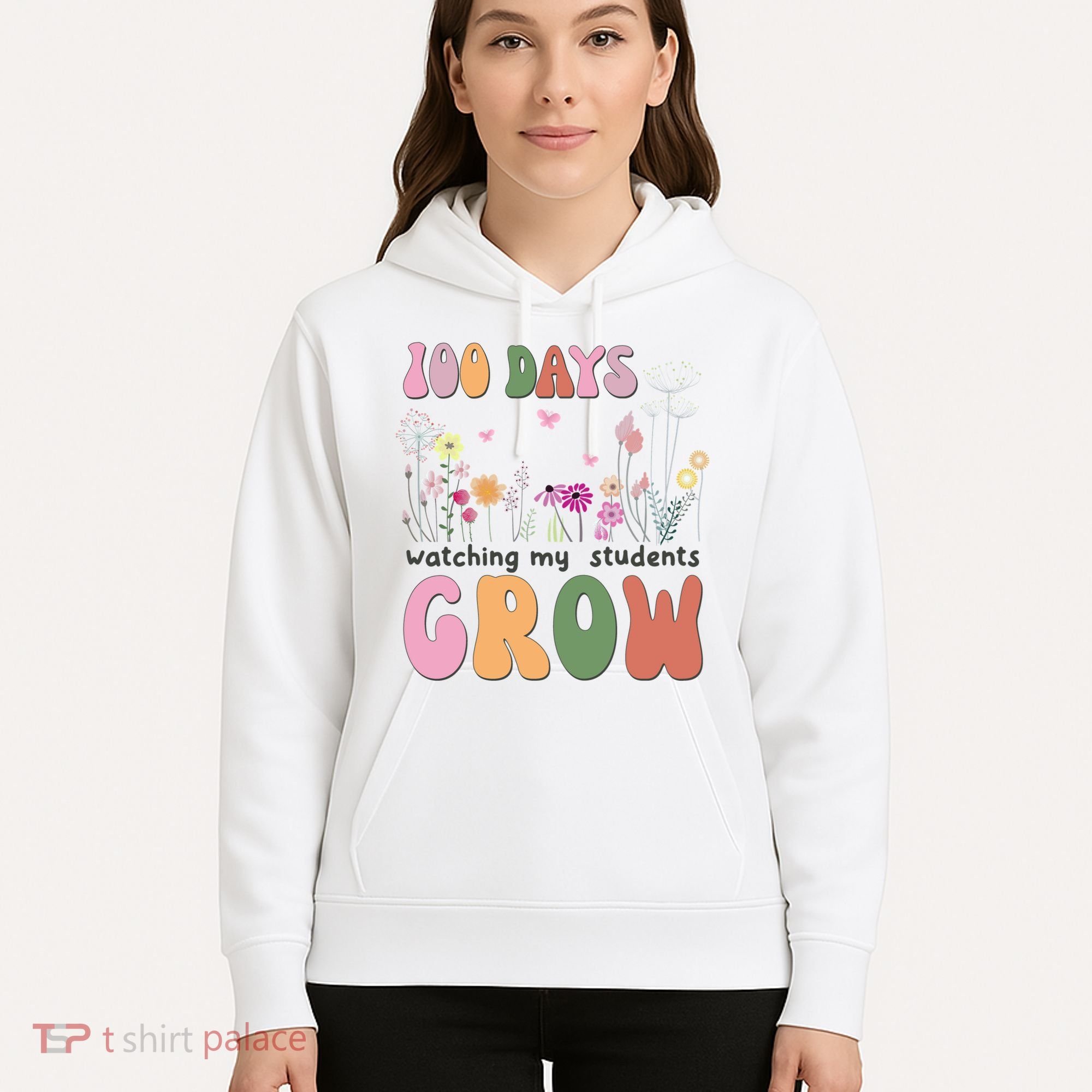 100 Days Watching My Students Grow Floral Hoodie
