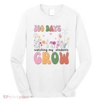 100 Days Watching My Students Grow Floral Long Sleeve Shirt thumb 0