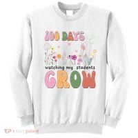 100 Days Watching My Students Grow Floral Sweatshirt thumb 0
