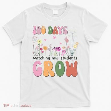 100 Days Watching My Students Grow Floral T-Shirt