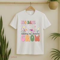 100 Days Watching My Students Grow Floral T-Shirt thumb 2