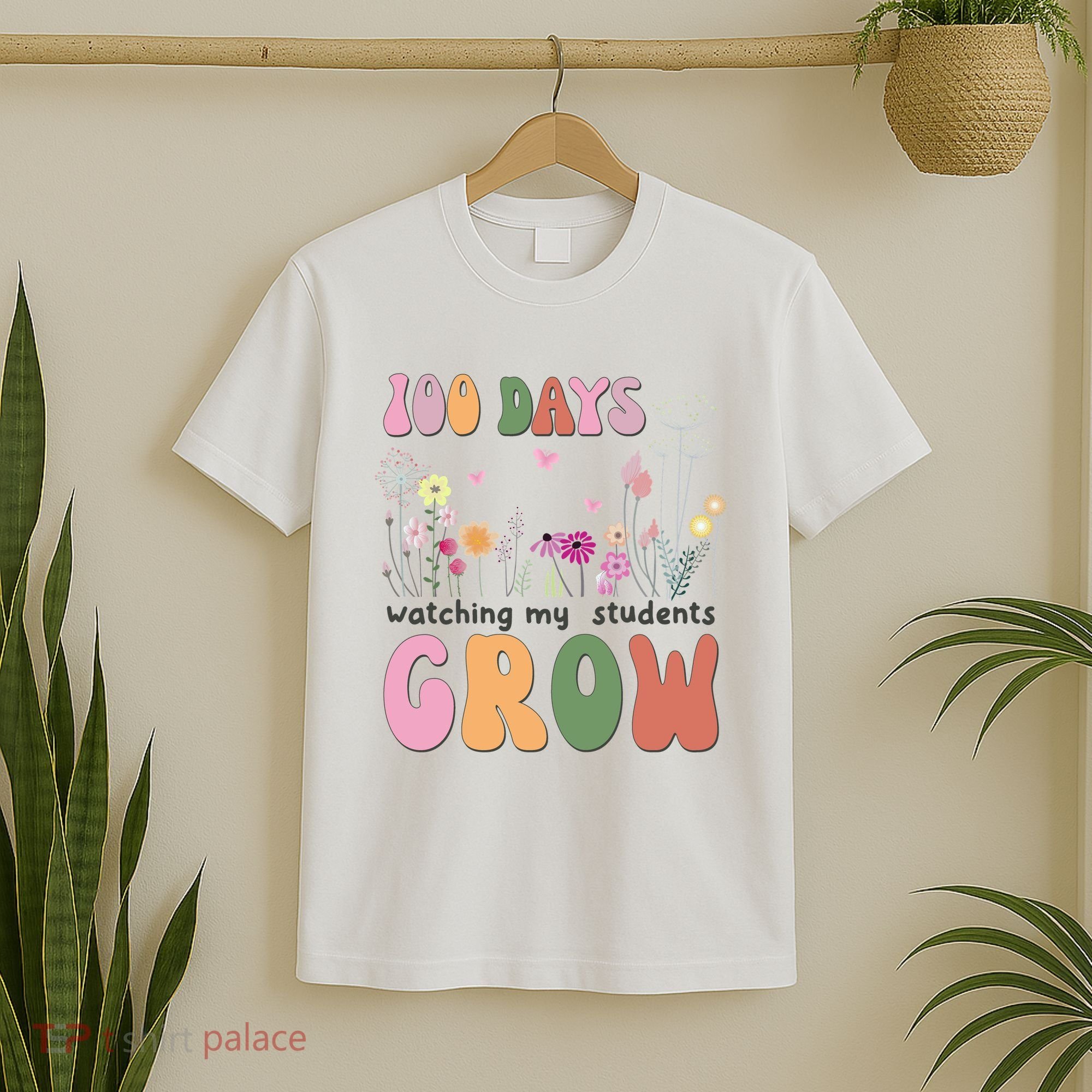 100 Days Watching My Students Grow Floral T-Shirt