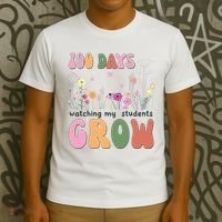 100 Days Watching My Students Grow Floral T-Shirt thumb 3