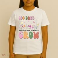 100 Days Watching My Students Grow Floral T-Shirt thumb 4