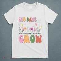 100 Days Watching My Students Grow Floral T-Shirt thumb 5