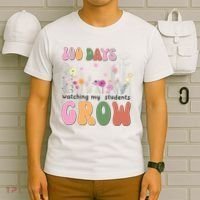 100 Days Watching My Students Grow Floral T-Shirt thumb 6