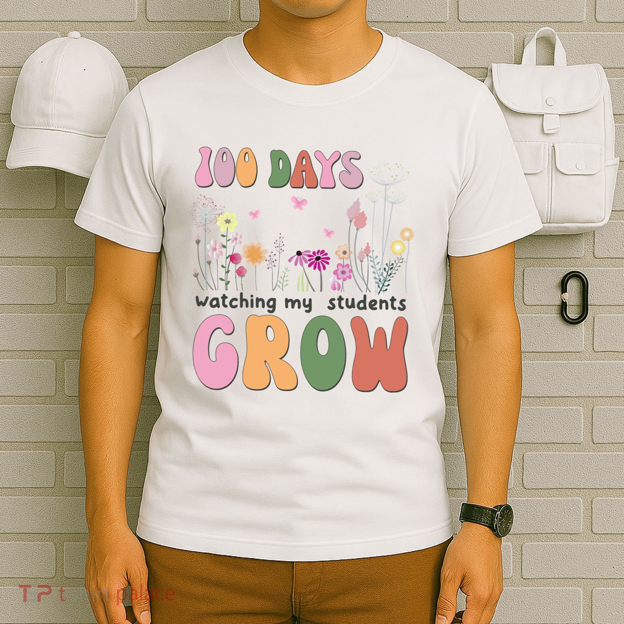 100 Days Watching My Students Grow Floral T-Shirt
