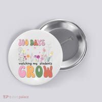 100 Days Watching My Students Grow Floral Button thumb 0