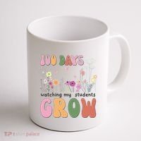 100 Days Watching My Students Grow Floral Coffee Mug thumb 1