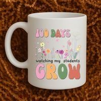 100 Days Watching My Students Grow Floral Coffee Mug thumb 2