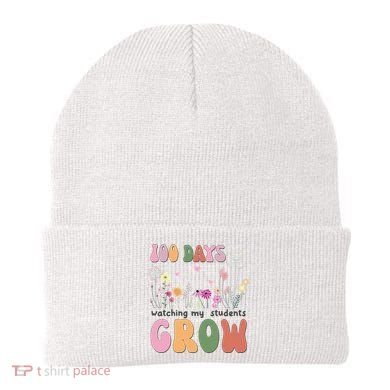 100 Days Watching My Students Grow Floral Beanie