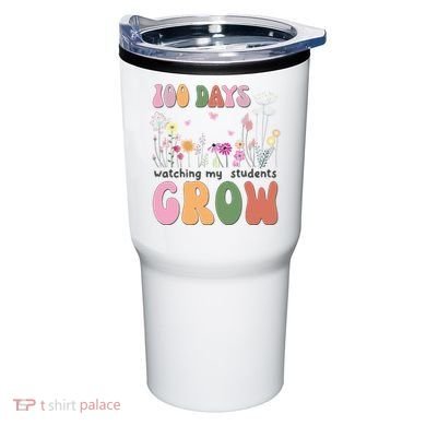 100 Days Watching My Students Grow Floral Tumbler
