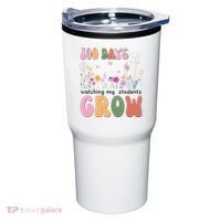 100 Days Watching My Students Grow Floral Tumbler thumb 0