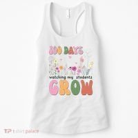 100 Days Watching My Students Grow Floral Women's Tank Top thumb 0