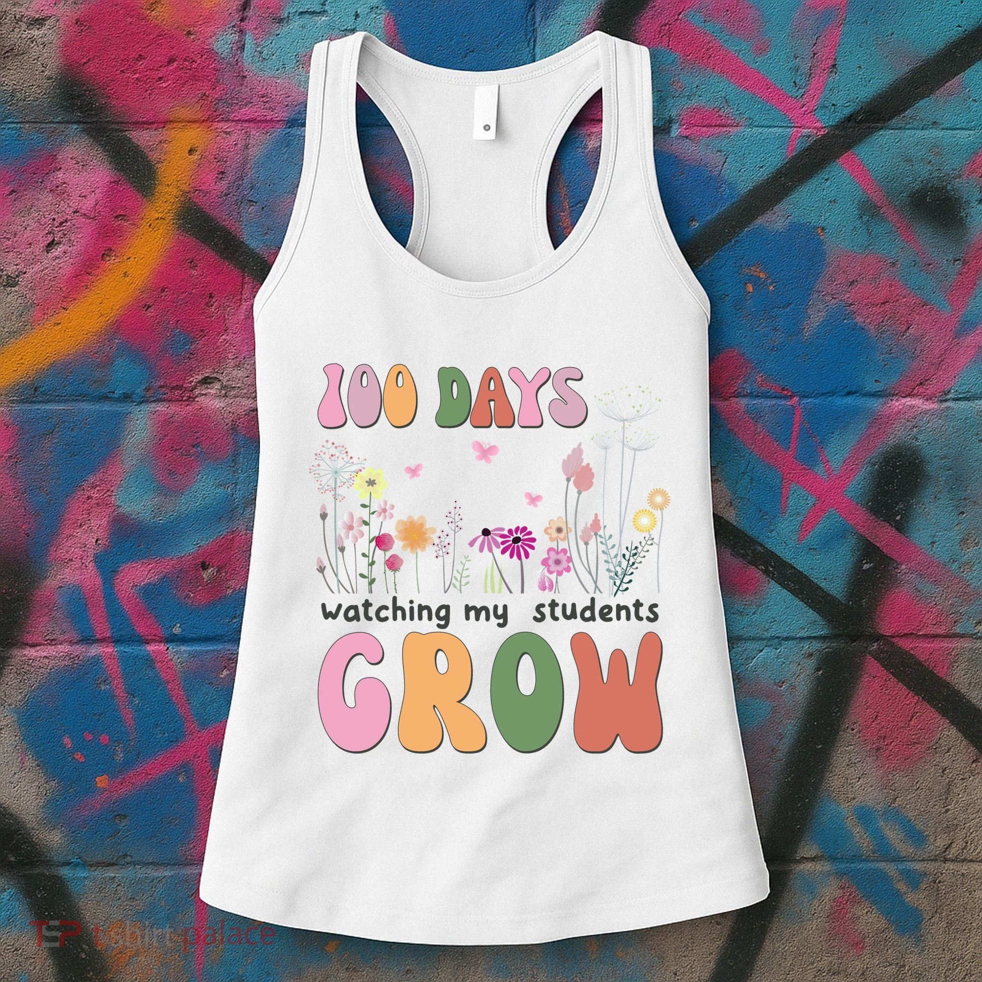 100 Days Watching My Students Grow Floral Women's Tank Top