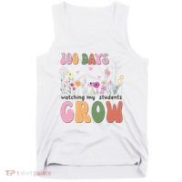 100 Days Watching My Students Grow Floral Tank Top thumb 0