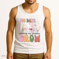 100 Days Watching My Students Grow Floral Tank Top thumb 3