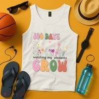 100 Days Watching My Students Grow Floral Tank Top thumb 4