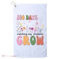 100 Days Watching My Students Grow Floral Golf Towel thumb 0