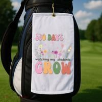 100 Days Watching My Students Grow Floral Golf Towel thumb 2