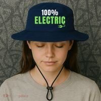 100% Electric, Drive EVs, EV Life, Funny Electric Vehicle Bucket Hat thumb 3