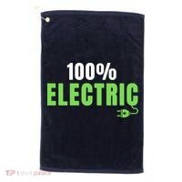100% Electric, Drive EVs, EV Life, Funny Electric Vehicle Golf Towel thumb 0
