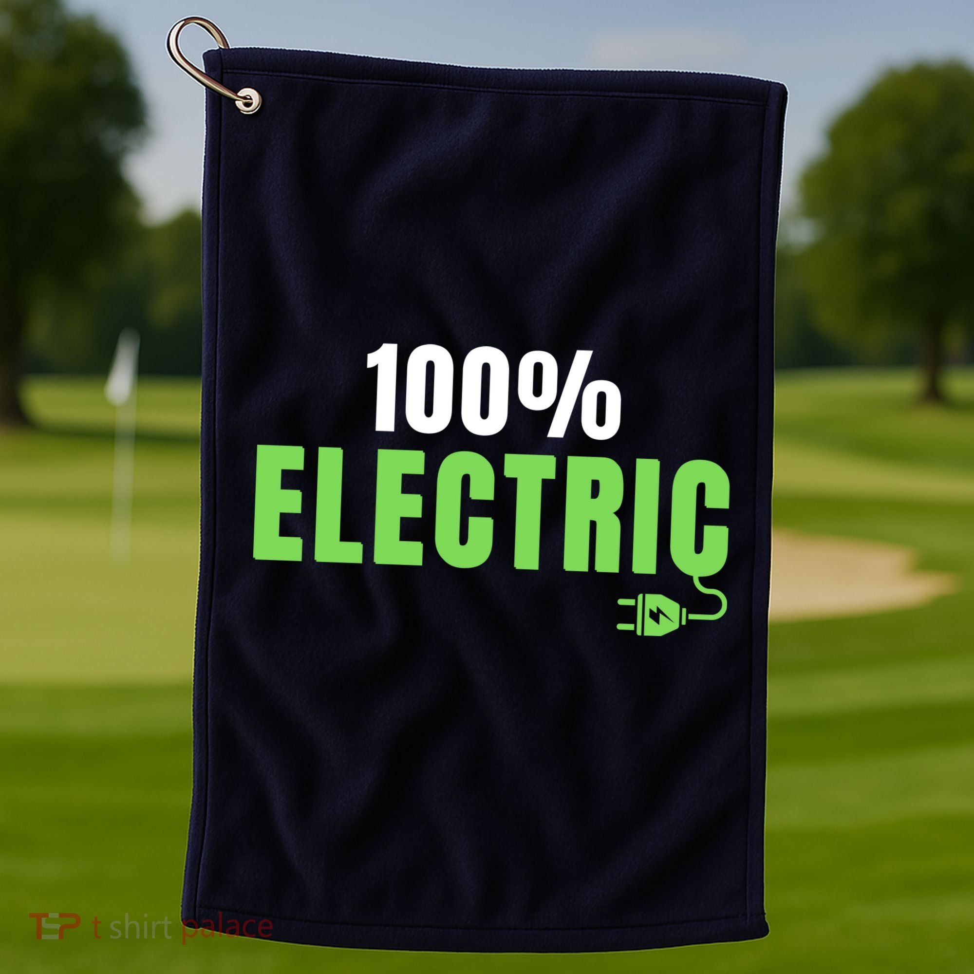 100% Electric, Drive EVs, EV Life, Funny Electric Vehicle Golf Towel