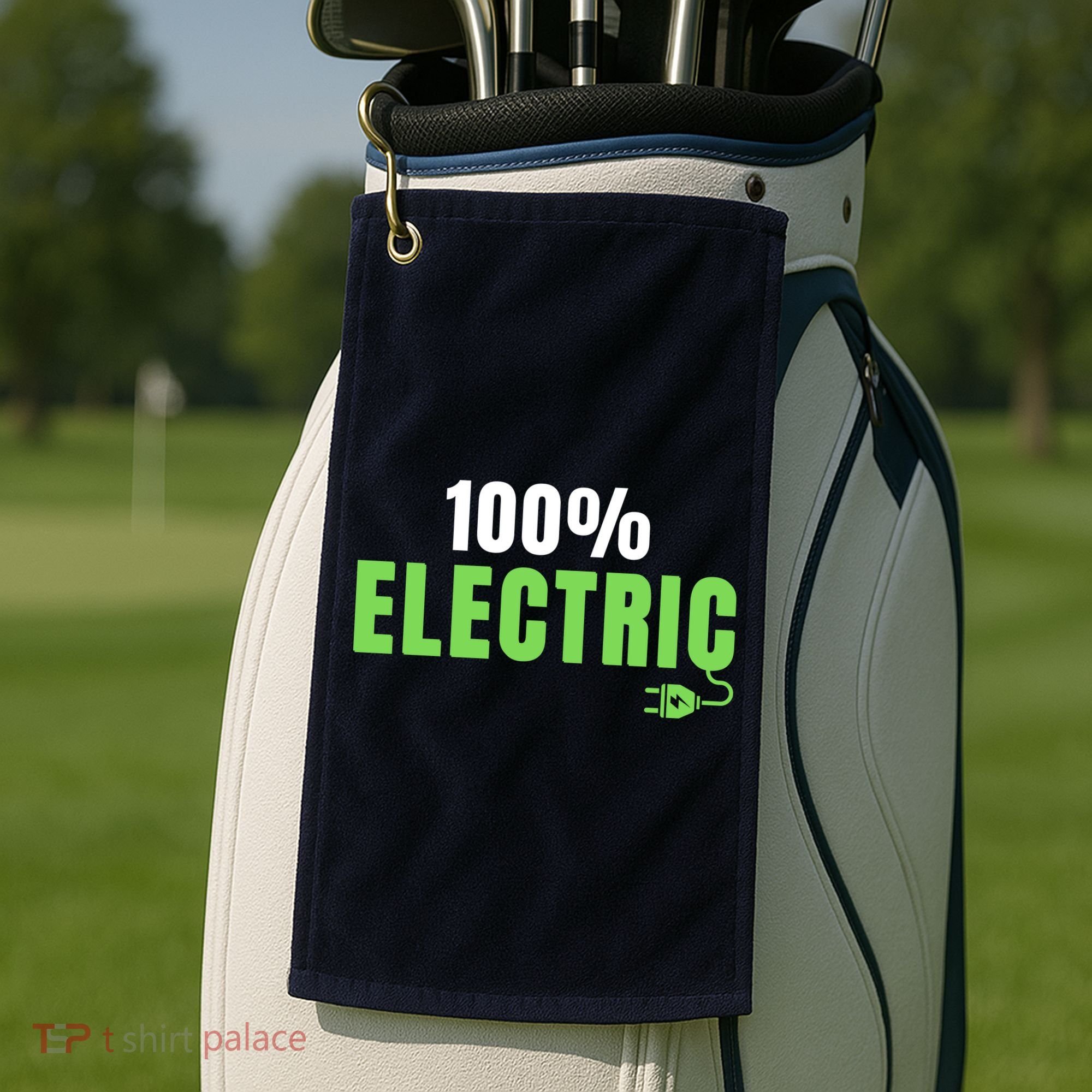 100% Electric, Drive EVs, EV Life, Funny Electric Vehicle Golf Towel