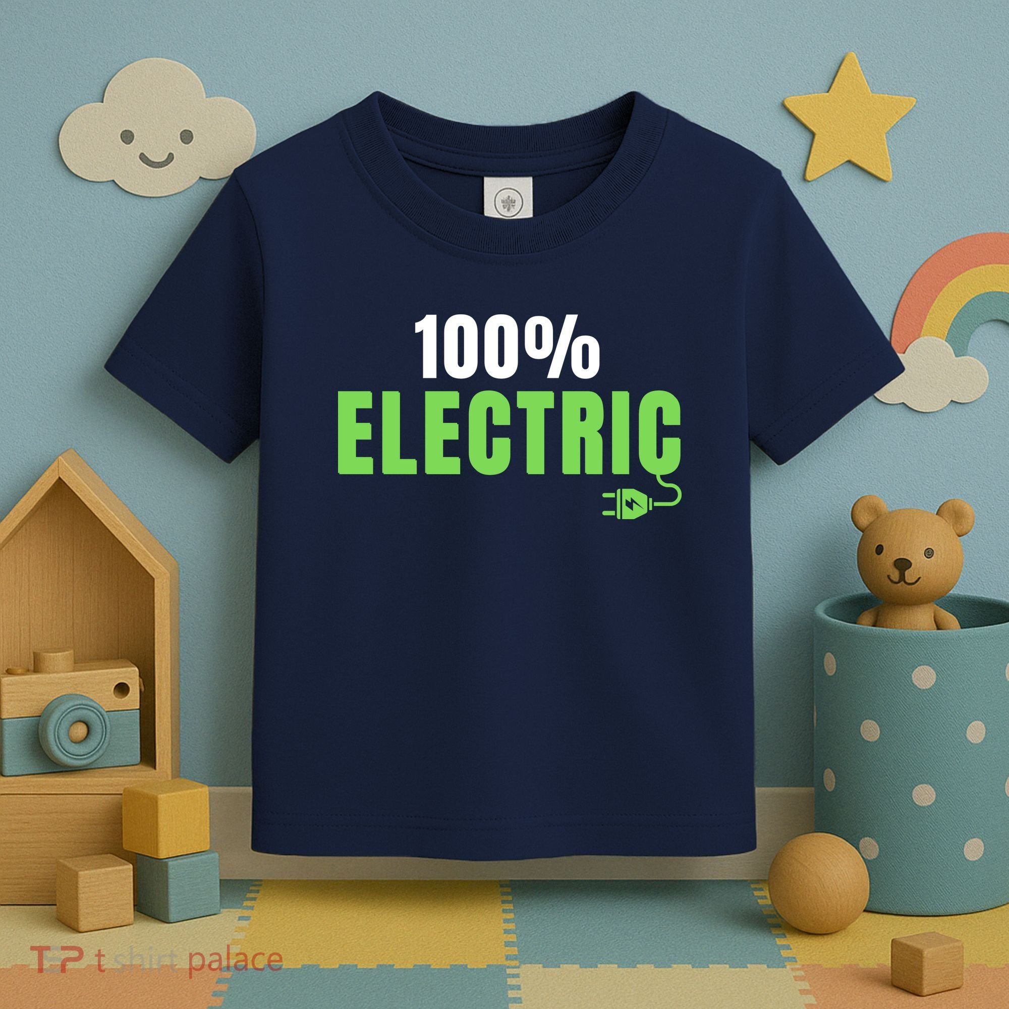 100% Electric, Drive EVs, EV Life, Funny Electric Vehicle Toddler T-Shirt