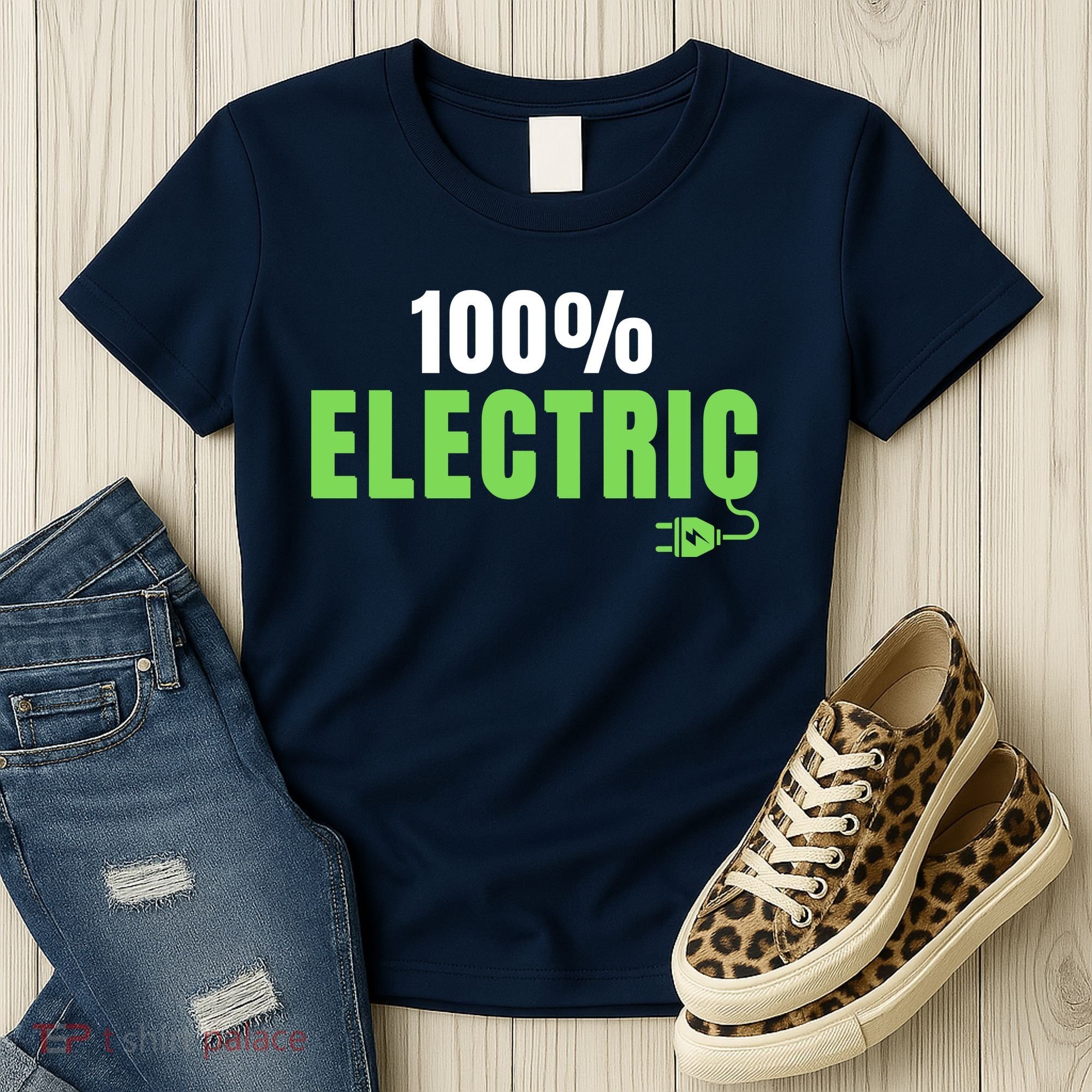 100% Electric, Drive EVs, EV Life, Funny Electric Vehicle Women's T-Shirt