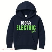 100% Electric, Drive EVs, EV Life, Funny Electric Vehicle Kids Hoodie thumb 0