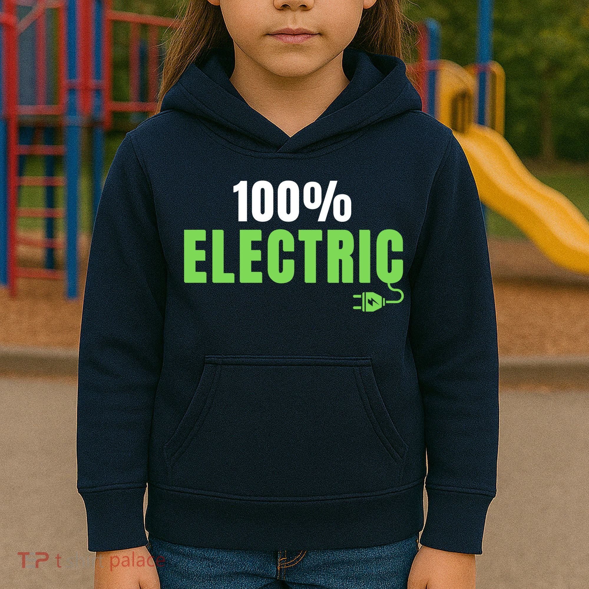 100% Electric, Drive EVs, EV Life, Funny Electric Vehicle Kids Hoodie