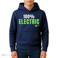 100% Electric, Drive EVs, EV Life, Funny Electric Vehicle Kids Hoodie thumb 4
