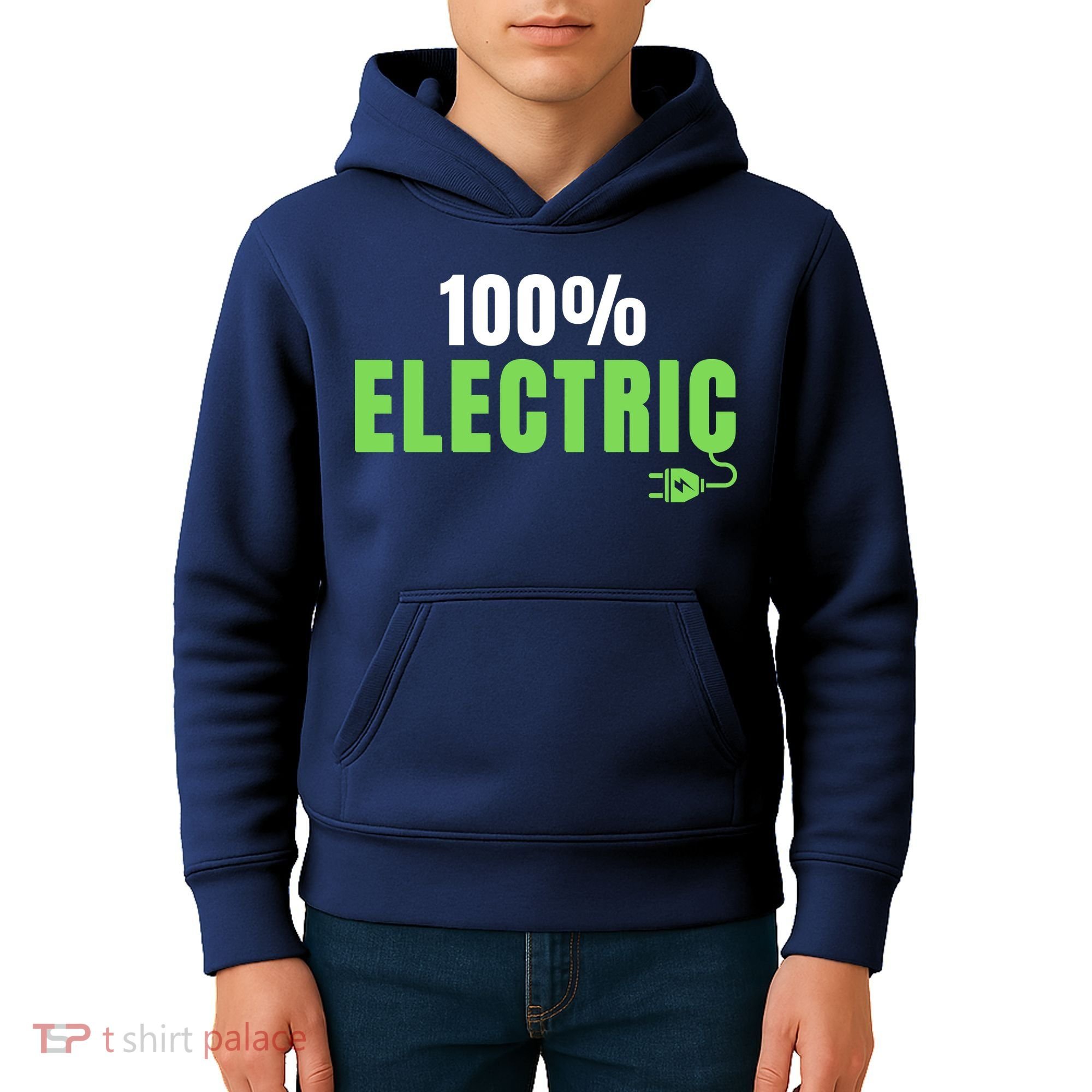 100% Electric, Drive EVs, EV Life, Funny Electric Vehicle Kids Hoodie