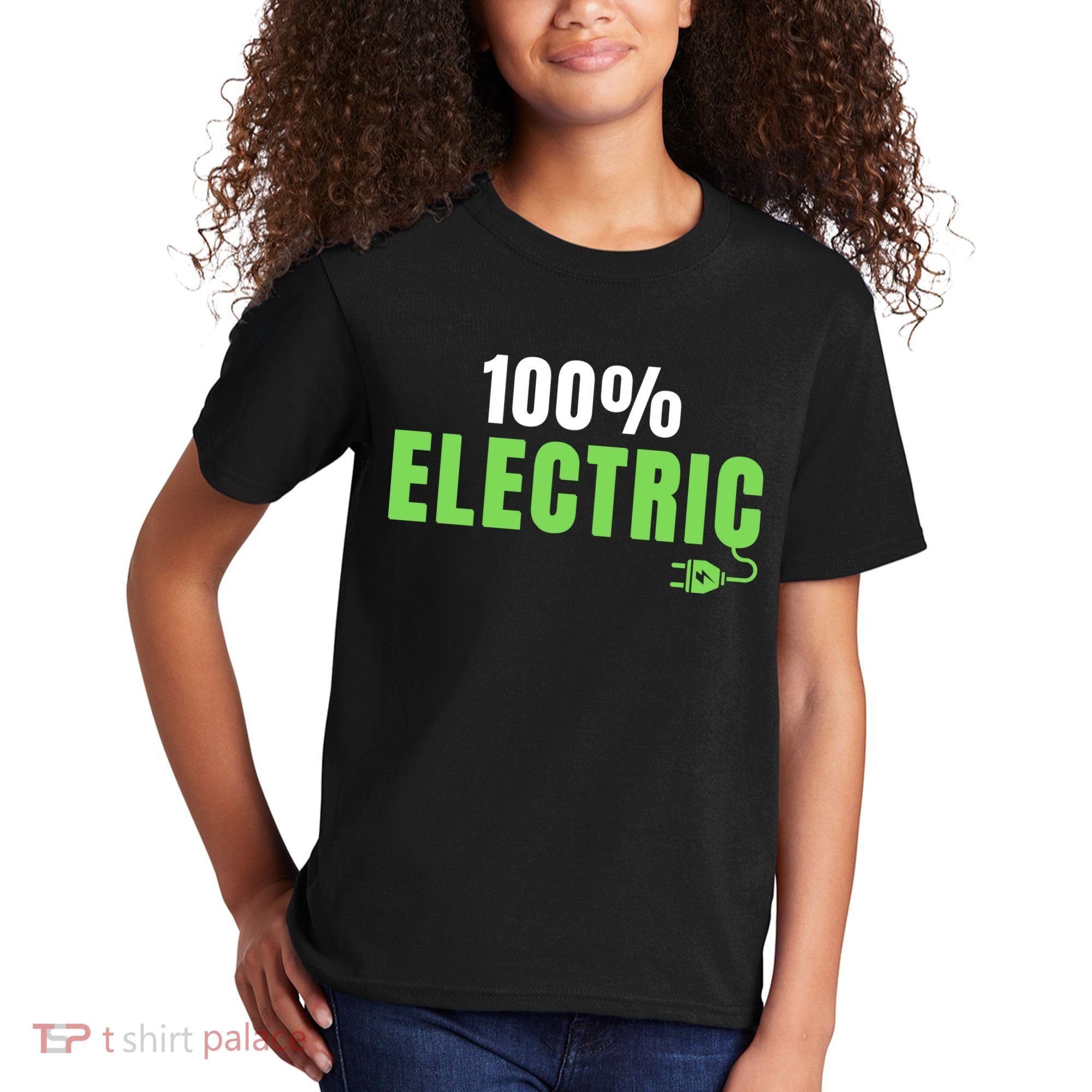 100% Electric, Drive EVs, EV Life, Funny Electric Vehicle Kids T-Shirt