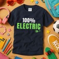 100% Electric, Drive EVs, EV Life, Funny Electric Vehicle Kids T-Shirt thumb 3