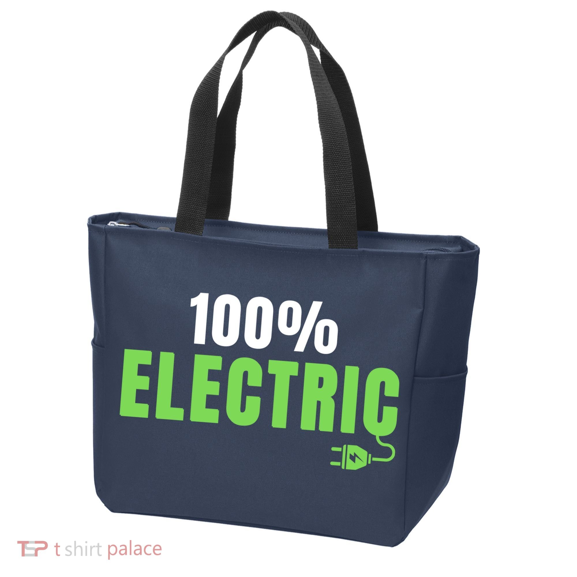 100% Electric, Drive EVs, EV Life, Funny Electric Vehicle Tote Bag