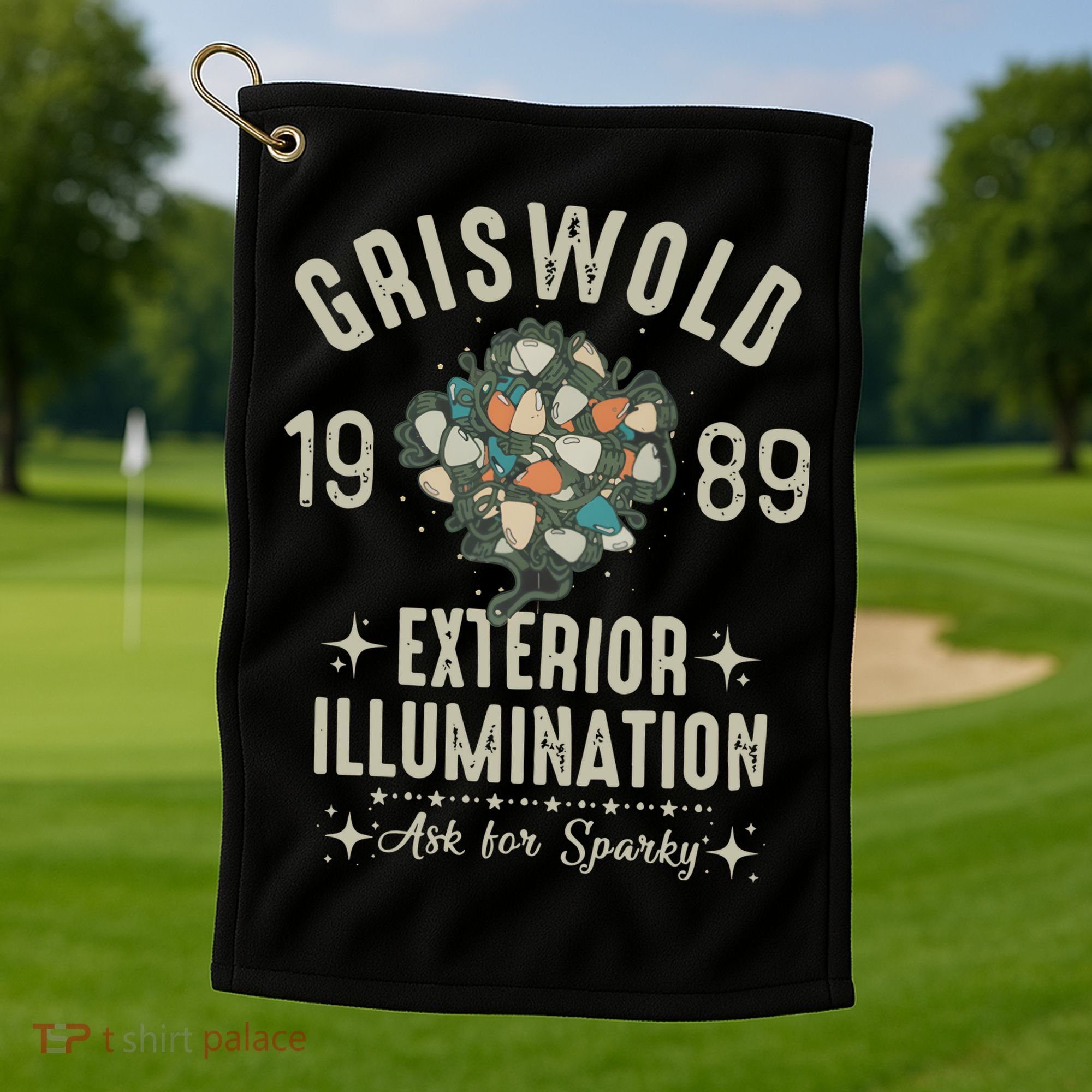1989 Exterior Illumination Funny Christmas Lighting Golf Towel