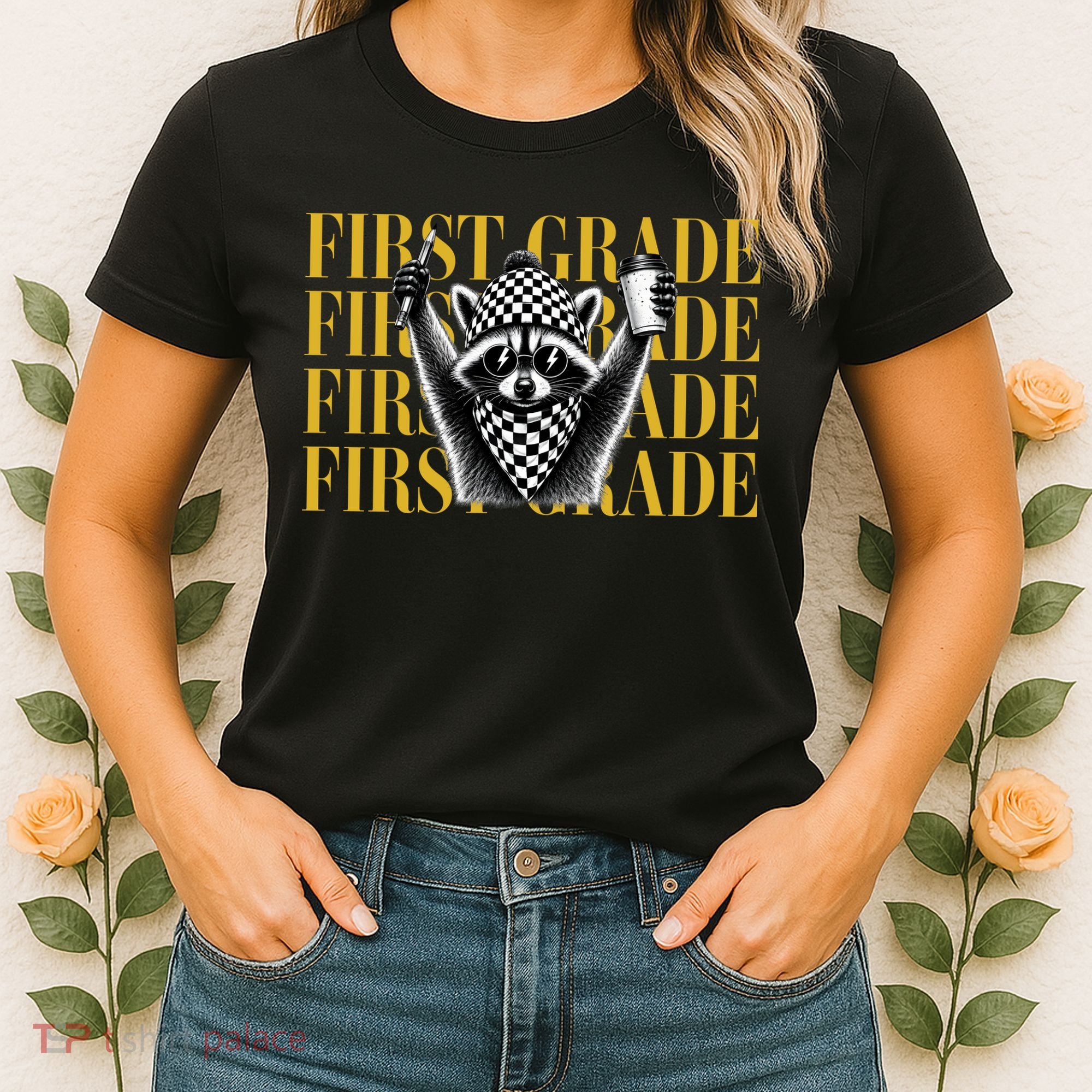 1st First Grade Raccoon Back To School Women's T-Shirt