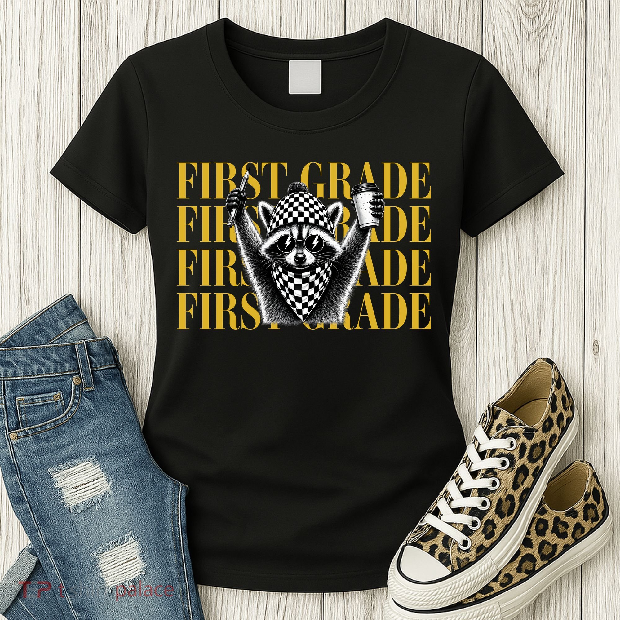1st First Grade Raccoon Back To School Women's T-Shirt