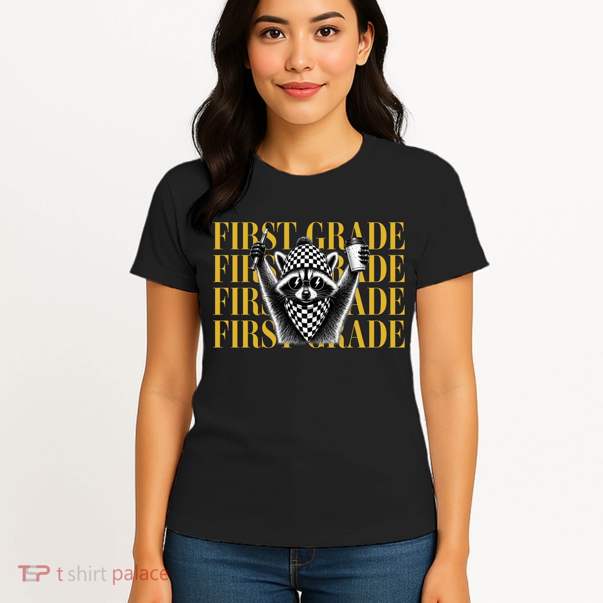 1st First Grade Raccoon Back To School Women's T-Shirt